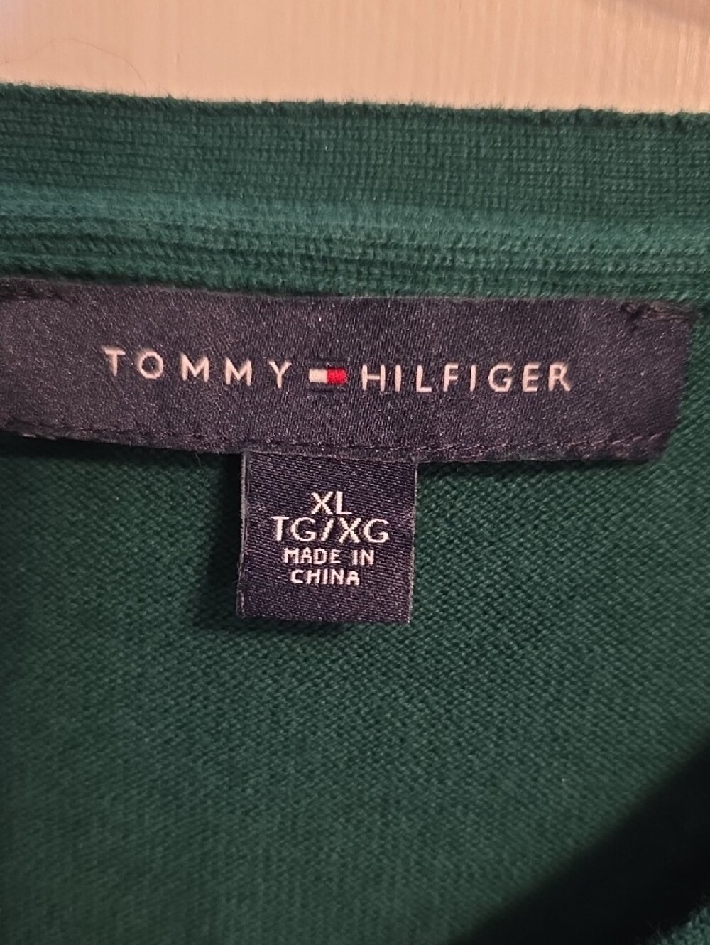 Tommy Hilfiger Green and Navy Argyle V-Neck Sweater - Picture 2 of 5